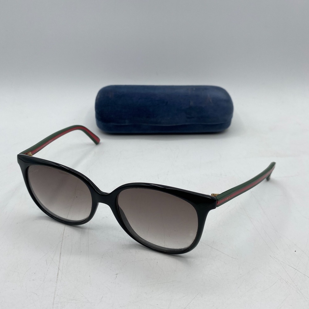 Gucci GG3649/S Cat Eye Sunglasses Womens Black Web Stripe Gold Italy w Case